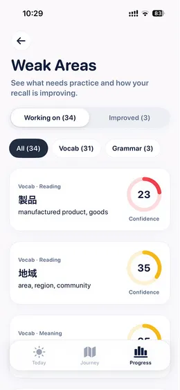 Pocket JLPT weak areas for vocabulary and grammar review